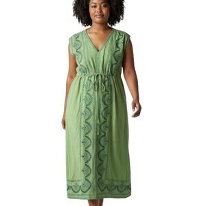 Soft Surroundings Petite Large Linen Blend Embroidered Maxi Dress Lagenlook Boho